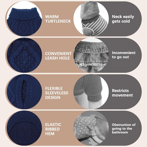 Dog Sweater for Small Medium Dogs (NavyBlue / Small/Medium)