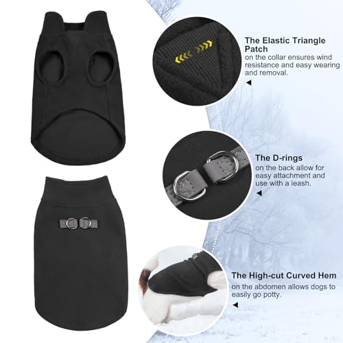 Dog Fleece Vest Sweater Winter Jacket for Large Dogs with D (Large / BLACK)