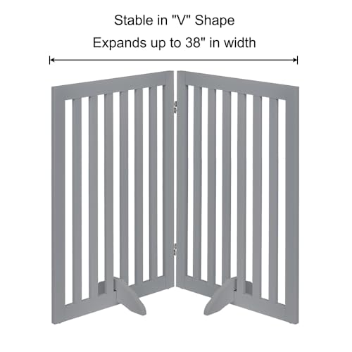 36”H Free Standing Pet Gate for Dog Cat (Gray / 40"W×36"H)