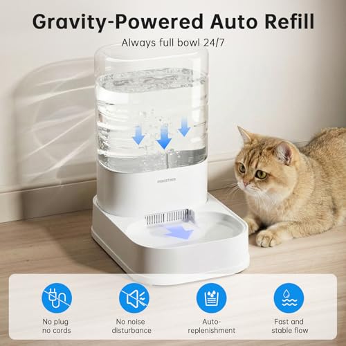 Automatic Cat Water Dispenser with 1 Filter Gravity Water Bowl for Dogs (Waterer + 1 Filter / 3.78L)