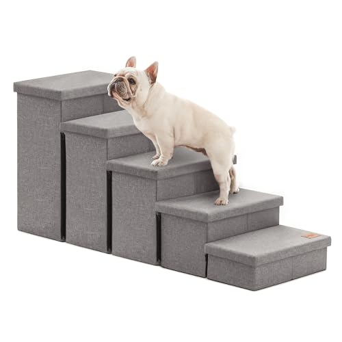 Dog Stairs for High Bed (Solid Grey / 48" X 17" X 22" H)