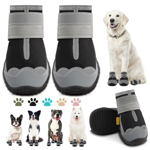 Dog Boots for Large Dogs (Light Black / Width 2.36 Inch)