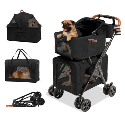 Pet Stroller for Dogs and Cats (Double-Black)