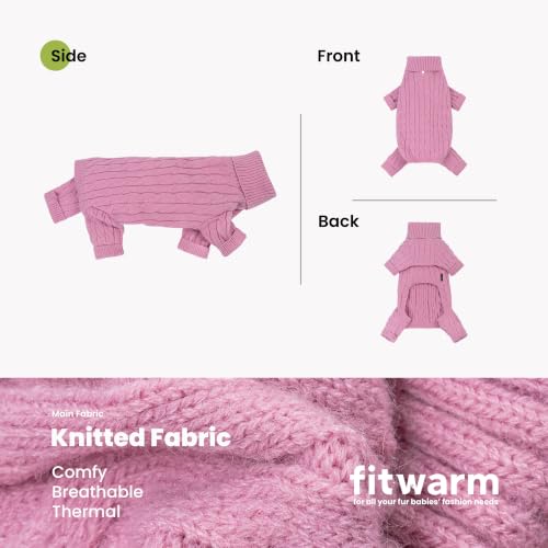 Turtleneck Chunky Knit Dog Sweater (X-Large / Pink)