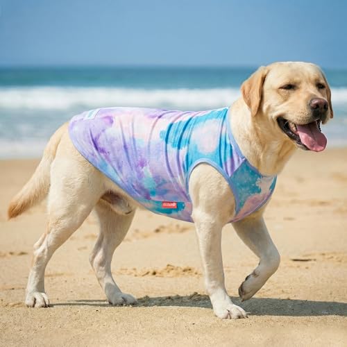 2Pack Sun Protection Dog Cooling Shirt for Medium Dogs (XX-Large (40-55lbs) / Purple+Blue)