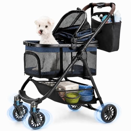 3 in 1 Pet Carrier Stroller for Small (Navy Blue)