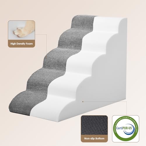 Curved Dog Stairs Ramp for High Beds 22.6" H