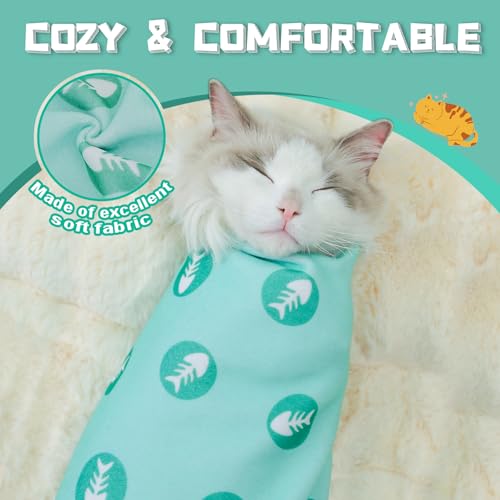 Cat Grooming Wrap for Nail Trimming (M-21.6in ( Weight:＜ 6lbs ) / GreenBone)