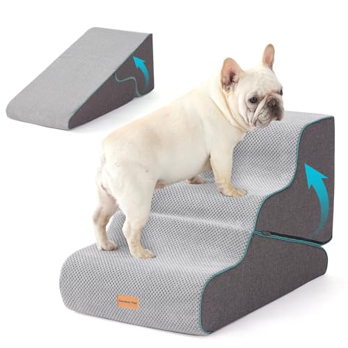 Dog Stairs for Small Dogs 16.5" H (Grey / 2 in 1 15.7"x26.7"x16.5")