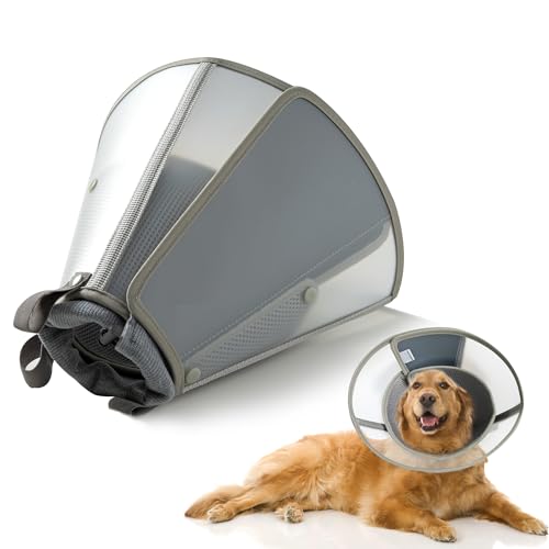 Soft Dog Cone Collar for Large Medium Small Dogs After Surgery (XL / Grey)