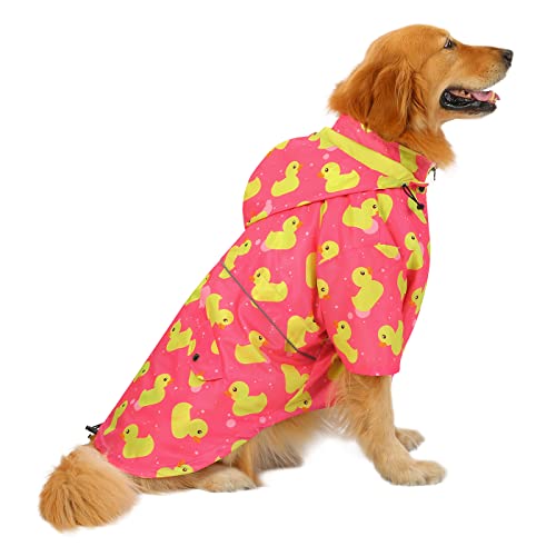 Premium 2 Layer Zip Dog Raincoat Poncho w (XXX-Large / Ducks Pink)