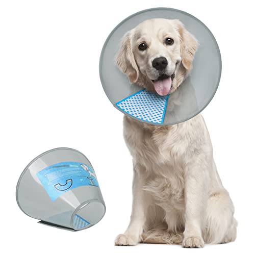 Dog Cone Collar Adjustable After Surgery (Grey / M(Neck: 11.5~14.5"))