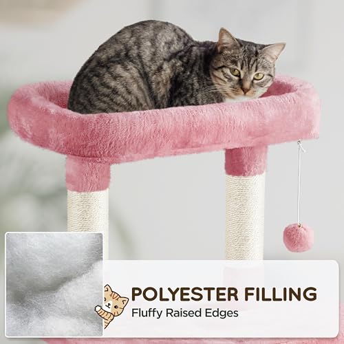 63in Sturdy Large Cat Tree for Indoor Heavy Cats (Pink / 63in)