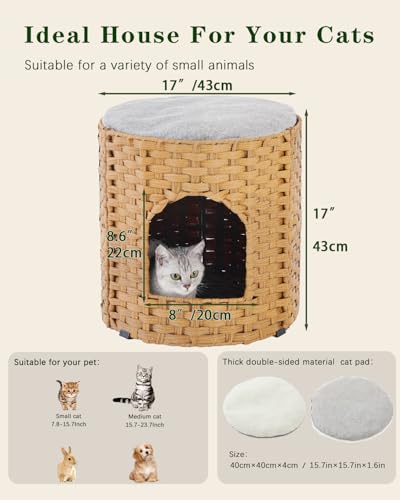 Cat House for Indoor Cat (Natural / Round-XL)