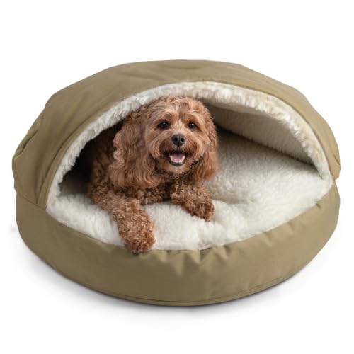 Cozy Cave Dog Bed (25.0"L x 25.0"W x 8.0"Th / Khaki)
