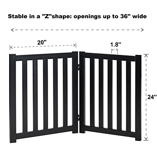 Wooden Free Standing Dog Gate 40" W x 24" H (Black / 40"W x 24"H)