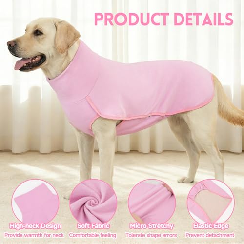 2 Pack Dog Sweater Fleece Vest Dog Sweatshirt Turtleneck Warm Stretchy Pullover Pet Clothes Cold Weather for Medium Large Girl Dogs (Small(Chest-21.3") / Pink,Purple)