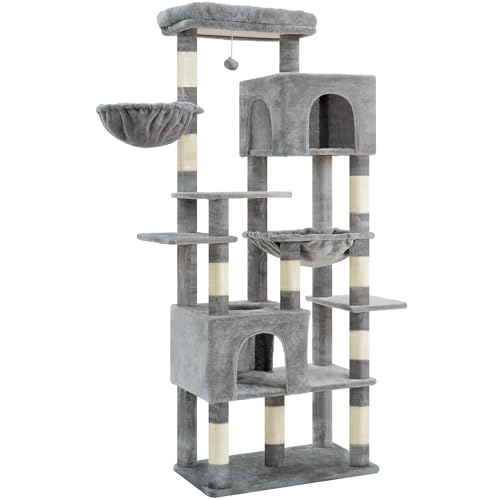 Cat Tree, 76-Inch Tall Heavy Duty Cat Tower for Big Cats HCT039W (Light Gray / 76.8 inch)