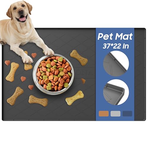 Pet Food Mat 37 x 22 in (Black / 37"L x 22"W)
