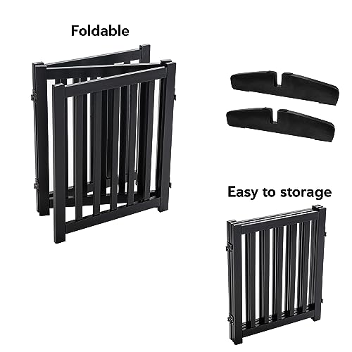 Wooden Free Standing Dog Gate 60" W x 30" H (Black / 60"W x 30"H)