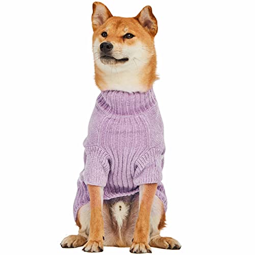 Cozy Soft Chenille Classy Striped Dog Sweater in Lavender Frost (12 inch / Lavender Frost)