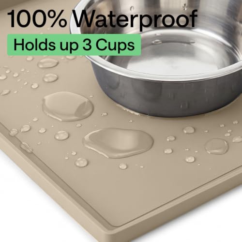 Waterproof Dog Food Mat (Beige / 12" x 8")