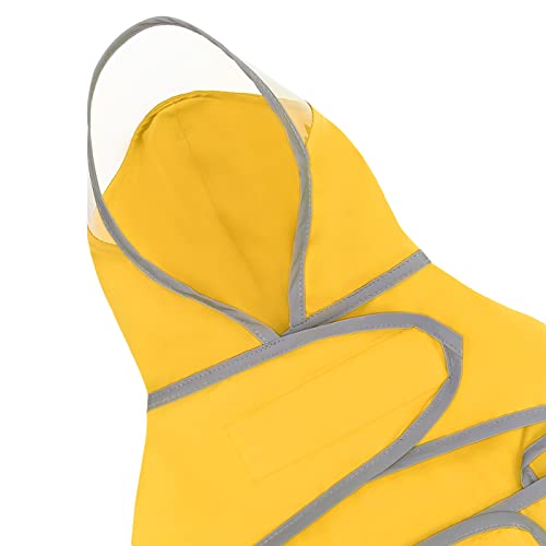 Clear Hooded Dog Raincoat Jacket Poncho with Dog Leash Hole Yellow S (Small / Yellow)