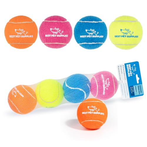 Interactive Squeaky Dog Chew Toy (Tennis (Assorted Color) / Large (Pack of 4))
