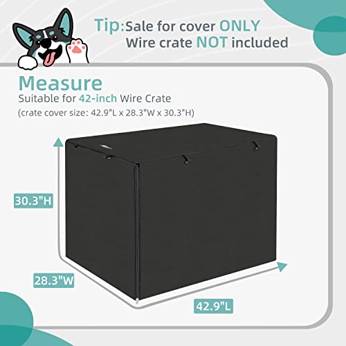 Dog Crate Cover for 42" Large Wire Dogs Cage (Black / 42 Inch)