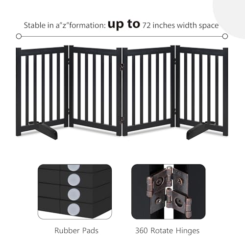 Wooden Free Standing Dog Gate 80" W x 30" H (Black / 80"W x 30"H)
