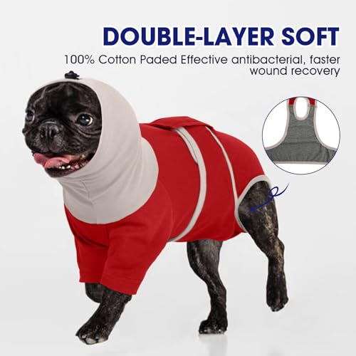 Surgery Suit for Dogs Male Female (X-Small / New Version- Red)