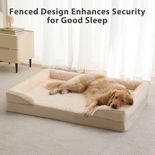 Orthopedic Washable XXL Dog Bed for Senior Dog Cozy Sleep (48.0"l X 36.0"w X 7.0"th / Beige)