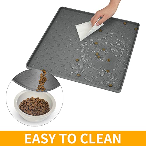 Grey Pet Placemat for Dog and Cat (11.8"L x 11.8"W / Grey)
