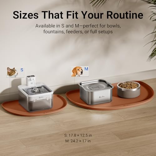 Dog Food Mat Silicone Waterproof Feeding Mat (24"L x 17"W / Coral)