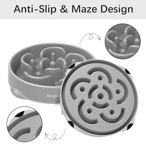 1 Pack Slow Feeder Dog Bowls (I-Gray / Large)