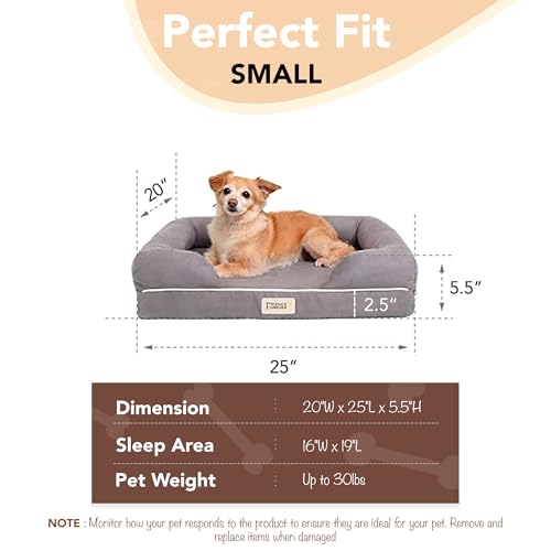 Orthopedic Dog Bed (Memory Foam Dog Bed / Chester Brown / 25.0"L x 20"W x 5.5"Th)
