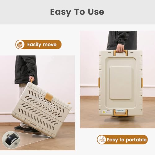 Collapsible Dog Crate for Large (Beige / 36.4"L x 22.8"W x 25.8"H)