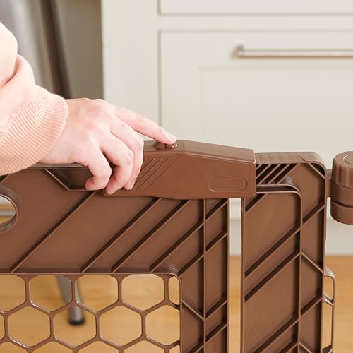 Safety 192" Plastic Super Wide Baby Gate & Play Yard with Door (Brown w/ Door)