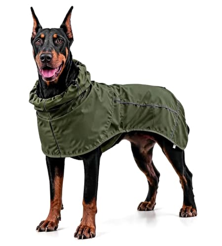 Dog Raincoat Full Body Coverage Waterproof Windproof Hooded Jacket (Green / X-Large)