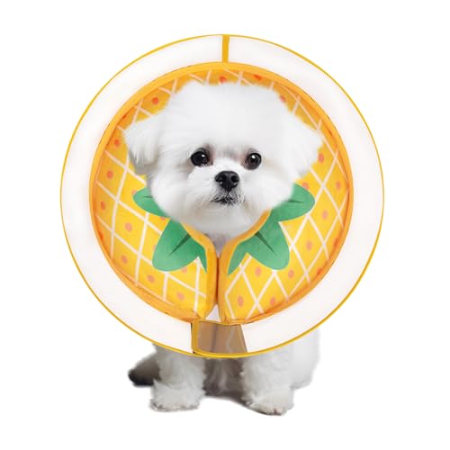 Inflatable Dog Cone Collar for Large Medium Small Dogs (Pineapple / Medium)