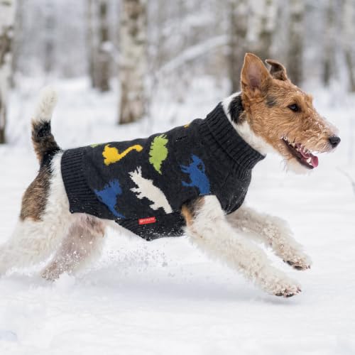 Dog Sweater for Small Dogs Turtleneck Thick Knit Pullover (Medium (7-11lbs) / Dinosaur)