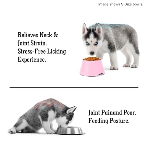 Dog Bowls Cone Friendly Non Slip Single Dog Bowl with Stainless Steel Inner (Medium(2 Cups) / Pink)