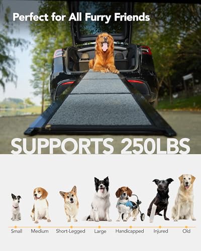 Dog Ramp for Cars (63" L x 17.2" W with Dog Pattern Upgraded)
