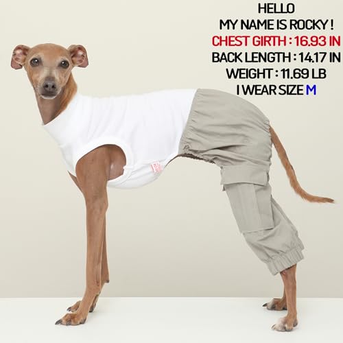 D Doggy Star Italian Greyhound Clothes Cargo Pants Onesie Outfit Whippet for Dog Coat (XL / Grey Cargo)