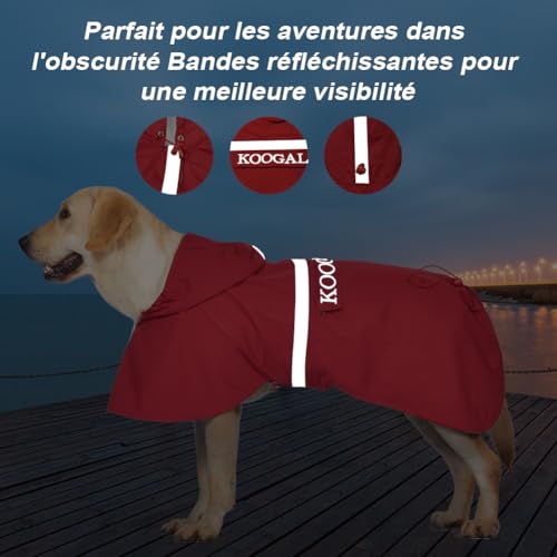 Dog Raincoat Waterproof Hooded (Red / 6XL-Fit for 99 to 110 pounds)