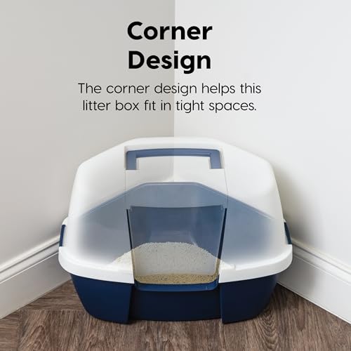 Large Corner Cat Litter Box (Corner Enclosed / Navy)
