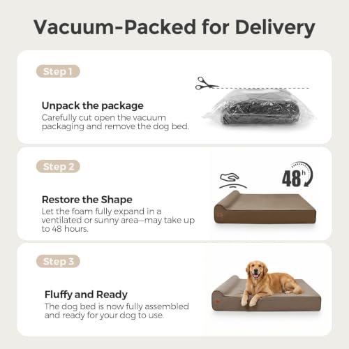 Orthopedic Dog Beds for Large Dogs (X-large / Brown)