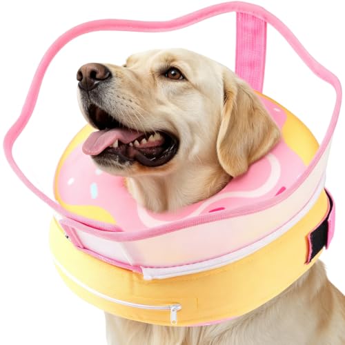 Raised Dog Cone Collar to Stop Licking (Pink / XL (Neck 15"-19"))
