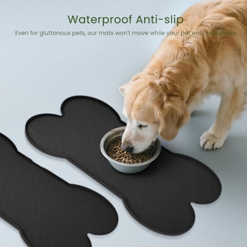 Dog Food Mat Anti (25.6" x 13"-2PCS / Black)