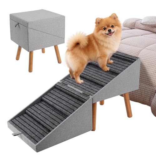 Dog Ramp for Bed & Couch 21" H (21.06" H-Light Grey)